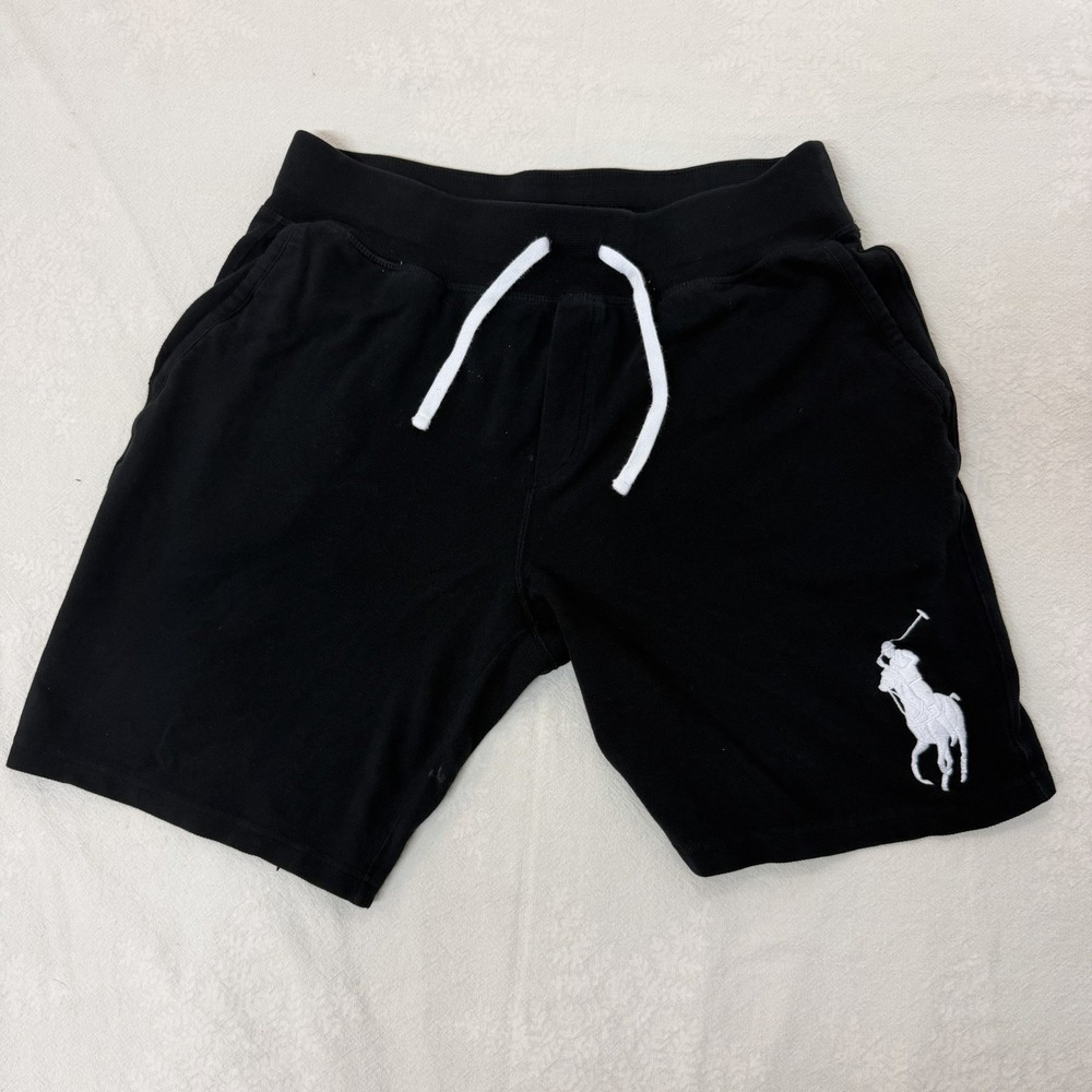 Polo Ralph Lauren Men's M 8" Big Pony Shorts Black Mesh Knit Cotton Excellent